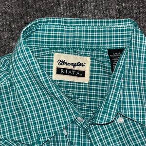 Wrangler Teal Plaid Men's Button-Down Shirt